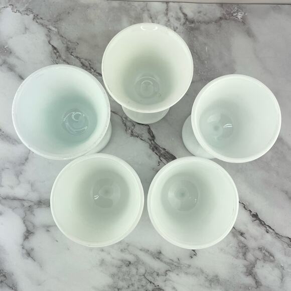 Indiana Glass Colony Harvest Milk Glass Footed Water/Wine Goblets Glasses 5 pcs - Picture 3 of 10